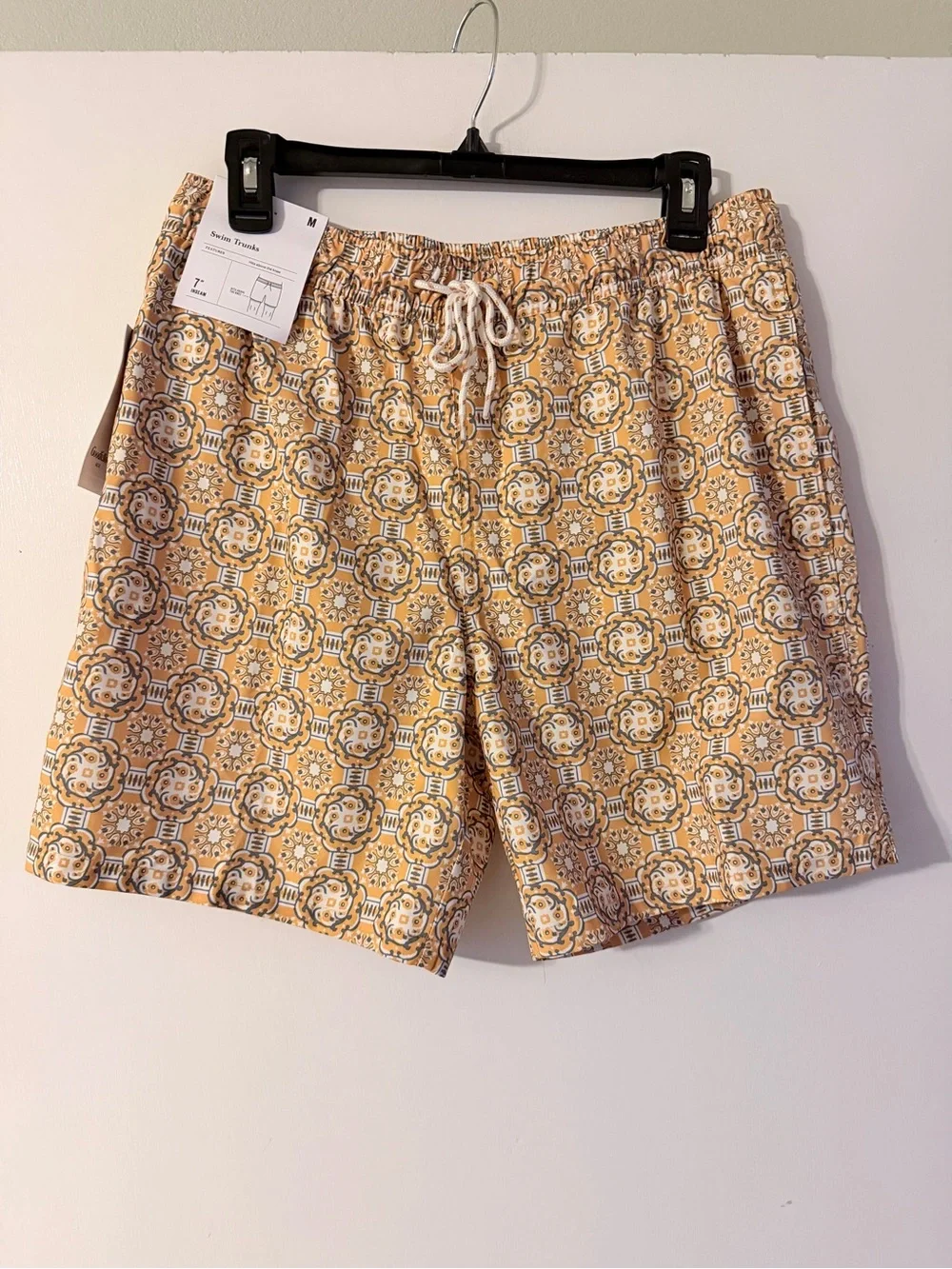 Goodfellow & Co Yellow Floral Tile Swim Trunks NEW